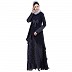 Polka dotted asymmetrical dress abaya- Navy Blue